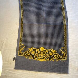Versace Blue and Gold Patterned Scarf